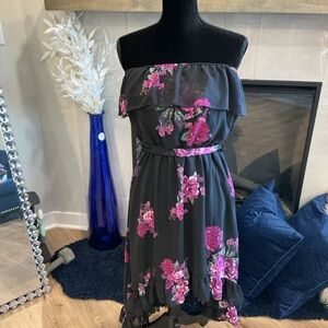 Rue21 Strapless Floral Dress in Pink and Black